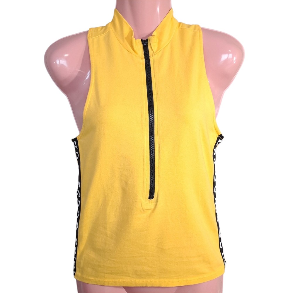 Guess Women's‎ Top Size M Yellow Sleeveless Zipper
